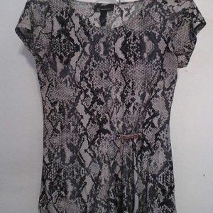 INC Navy Leopard Type Print Blouse with Gold Embellishment